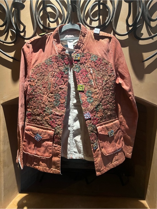 Desigual Jackets & Blazers - Gusto Barcelona vintage runway Embroidered Coral Quilted Front Jacket